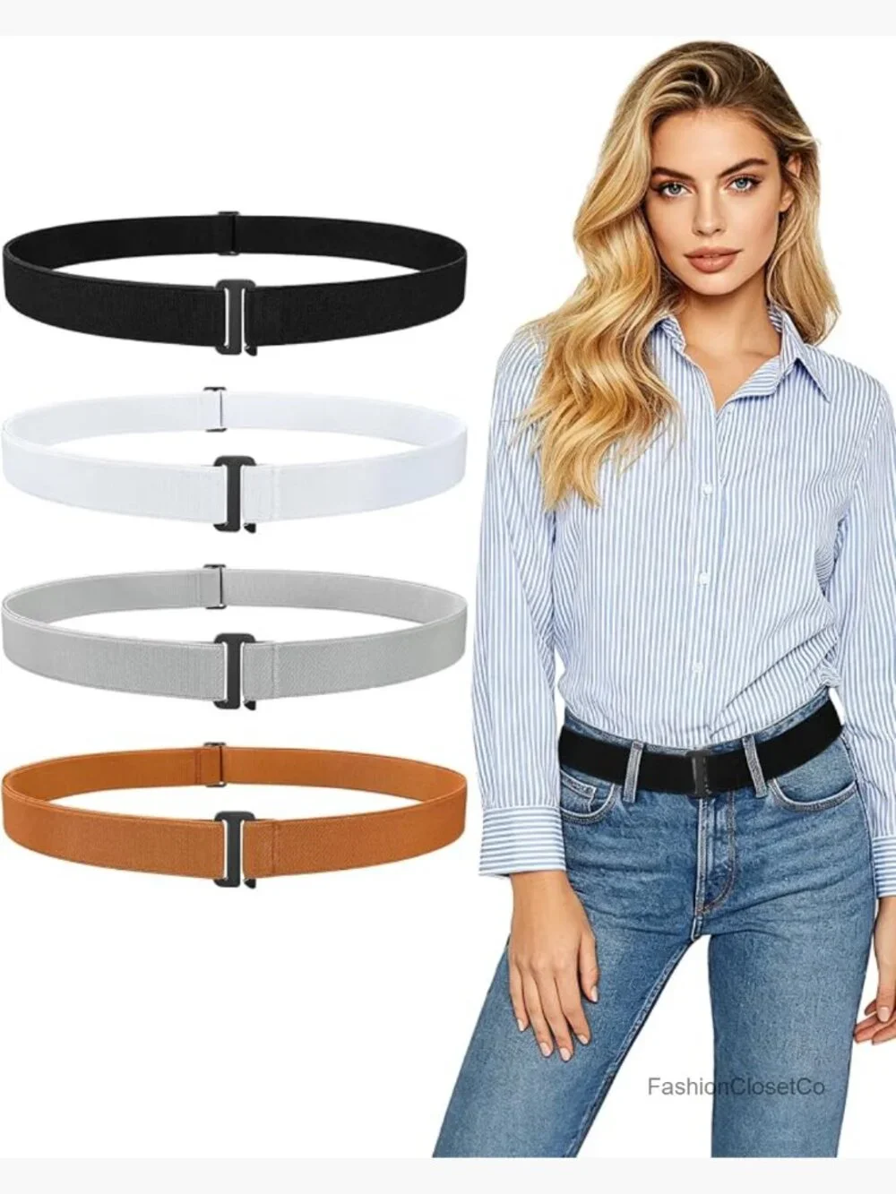 4 Pack No Show Elastic Belts Women Crop Top Tuck Waist Invisible Stretch Web